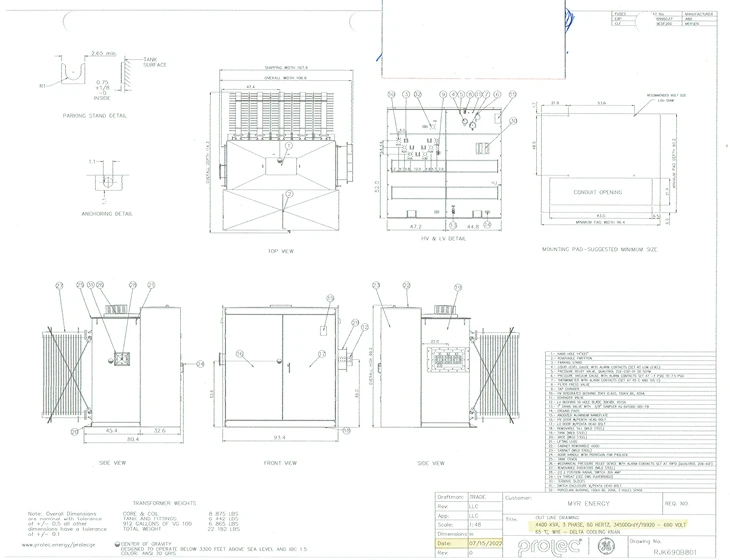  The customer's old transformer drawings